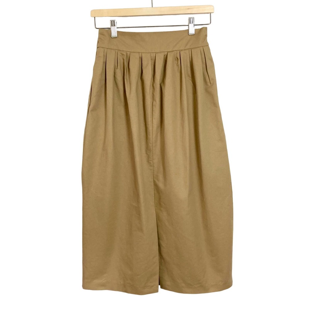 The Frankie Shop NWT Khaki‎ Tan Cotton Canvas Midi Skirt // Size M / L